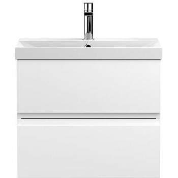 Hudson Reed Urban 600mm Wall Hung Vanity Unit with 2 Soft Close Drawers and Ceramic Basin in Satin White