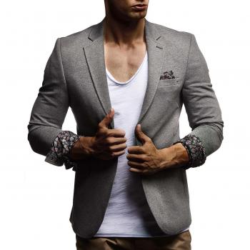 Leif Nelson Herrenblazer L – Dunkles Anthrazit, sportlich-modern, T-Shirt-Design