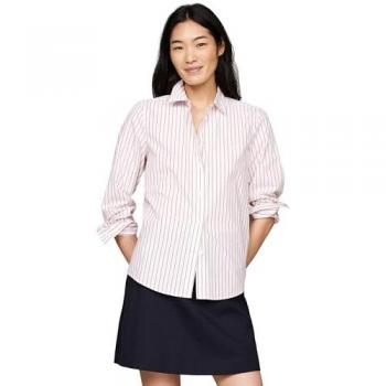 Tommy Hilfiger Damen Hemdbluse gestreift mit Knopfverschluss aus Baumwolle