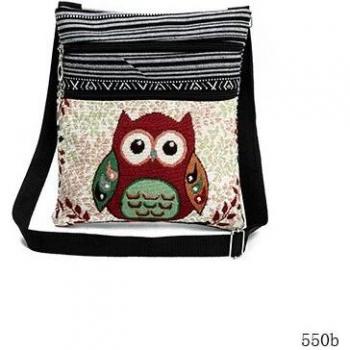 Double Zipper Owl Design Handbag