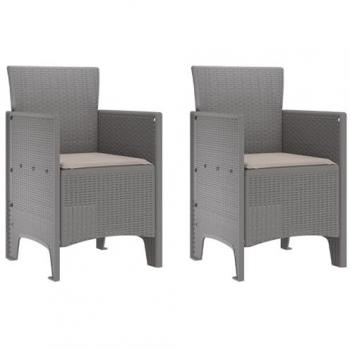 Chaises de jardin polypropylène gris clair – set 2 pièces – 53 × 49 × 85 cm (rattan + acier)