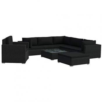 VidaXL Garten-Lounge-Set aus Poly Rattan in elegantem Schwarz