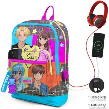 Coral High Anime Patterned School Bag