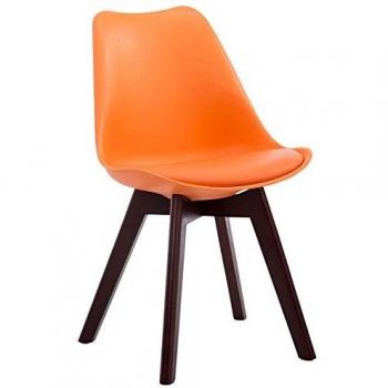 Chaise Visiteur Pieds en Bois Dossier Ergonomique Orange