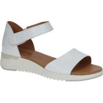 Femme Sandales Caprice Blanc Talon Plat Cuir