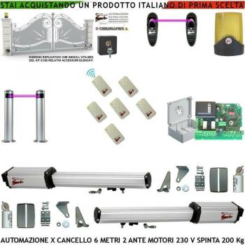 Sistema Automatizzato Cancello 6m 2 Ante con Motori 230V e Spinta 50cm
