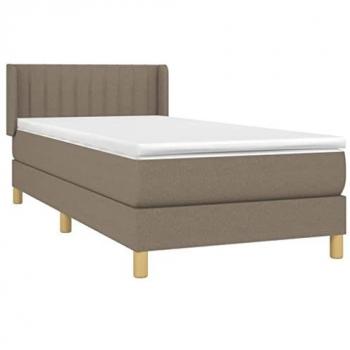 Sommier à Lattes avec Matelas Taupe 80x200 cm en Tissu