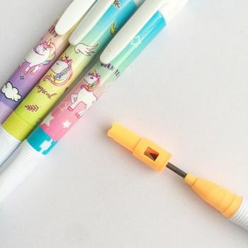 Unicorn Rainbow Mechanical Pencil 4 Pack with Sharpener for Kids