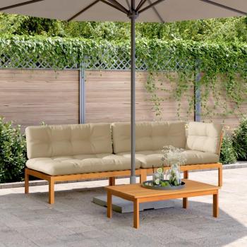 Completo Divano Pallet 3 pezzi + Cuscini Acacia