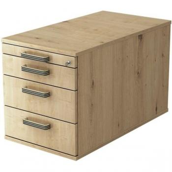 Caisson mobile en bois 3 tiroirs Chêne Noueux poignée striée plastique