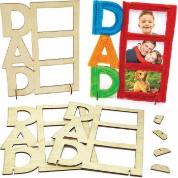 DAD Wooden Photo Frames (4 Pack) Father's Day Crafts, Personalise & Decorate, 17.5cm x 22cm, Gifts For Dad