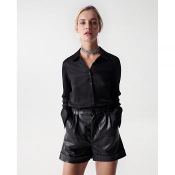 Camisa Negro Satinado de Manga Larga “Jeans”