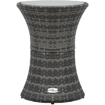 Outdoor Drum-Shaped Side Table in Grey Rattan