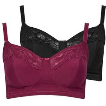 Crimson Duo Bra Bundle – Non‑Padded, No Wire, Size 42J