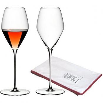 Riedel Veloce Rosé Weinglas Duo mit Poliertuch