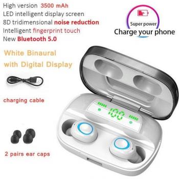 3500mAh LED Bluetooth TWS Earbuds Waterproof with Touch Control and Noise Cancellation