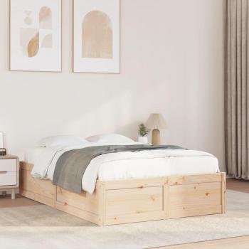 Double Bed Frame 135x190 cm Solid Pine Wood vidaXL
