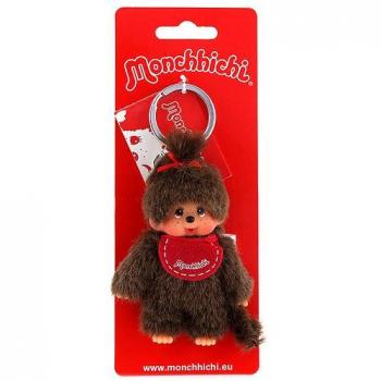 Original Monchhichi Plüsch-Schlüsselanhänger mit Lätzchen