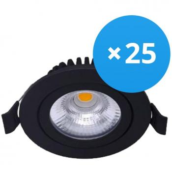 Tiltable 6W LED Spot 550lm 60°, 25-Unit Set, Black