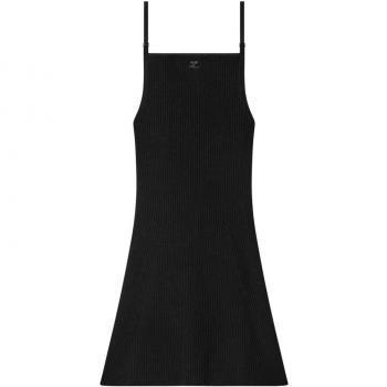 Courrèges Robe en tricot côtelé noire