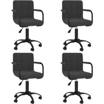 Chaises Pivotantes Élégantes en Velours Noir (4 pièces)