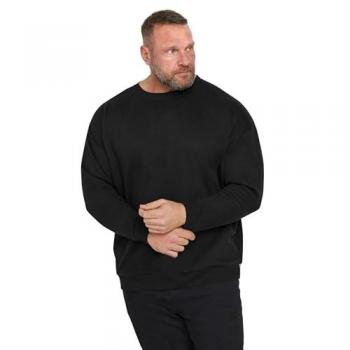 BadRhino Big & Tall Schwarzer Arbeitscrewneck Pullover (Herren)