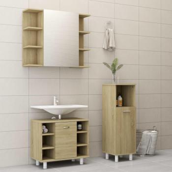VidaXL Sonoma Oak 3-Piece Bathroom Furniture Set