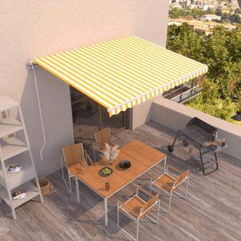 VidaXL Auvent de Terrasse Rétractable Automatique 400x350 cm – Jaune/Blanc