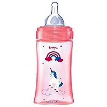 Dodie Biberon Initiation 270ml Rose Licorne 0-6 mois tétine ronde débit 2