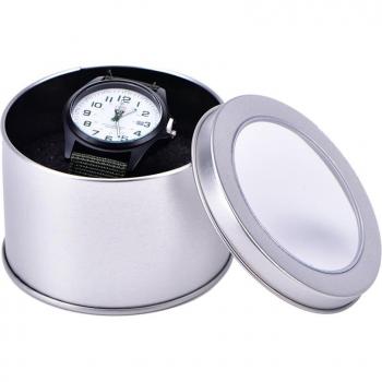 Soporte Redondo para Reloj con Esponja y Funda Plateada