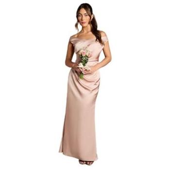 Coast Bardot Bridesmaid Maxi in Satin – Mocha, Size 10