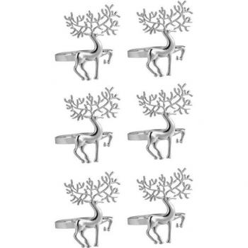 6Pcs Alloy Christmas Deer Napkin Holders