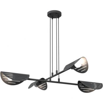 Saber Lampadario 4 Luci Acciaio Nero