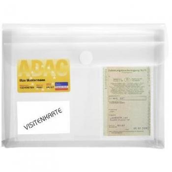 Fahrzeugschein Organizer A5, 3 Fächer, Querfalte, Klettverschluss, transparent, 10 Stück