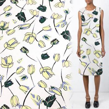 Tela de Seda Crepé Estampado Floral 137 cm