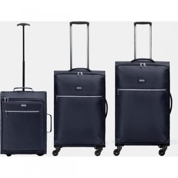 Suitcase Set with Soft Shell Construction and 3 Suitcases in Navy