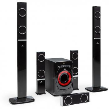 Système Home Cinema Auna 5.1 Noir – 200 W RMS, Bluetooth & Barres de Son