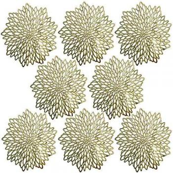 Washable Golden PVC Place Mats – 8‑Pack Decorative Set