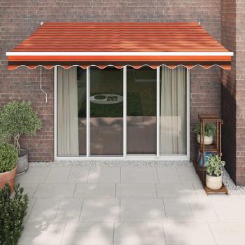 Cortina Retráctil Naranja-Marrón con Marco de Aluminio 3x2,5 m