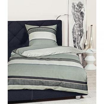 Mako‑Satin Bettwäsche „Rauchgrün Titan“ – 155×220 cm, 2‑teilig, 100 % Baumwolle