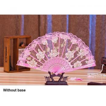 Large Rose Lace Stage Fan