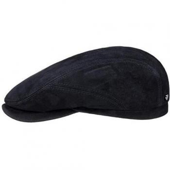 Stetson Flat Cap, Goat Suede, Navy, 59 cm