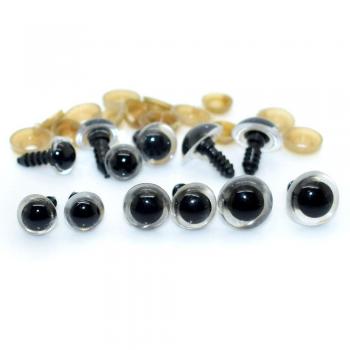 Ojos plásticos transparentes para muñecos de ganchillo, 50 Uds., tamaños 10mm, 12mm, 14mm