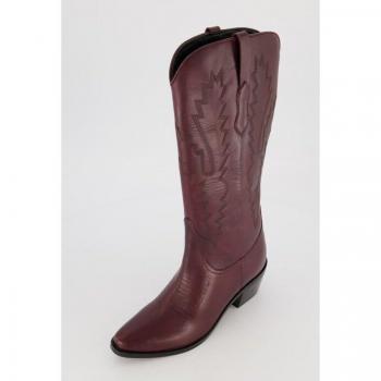 Stivali cowboy in pelle con ricami, colore rosso, larghezza H, per donna, Taglia 42