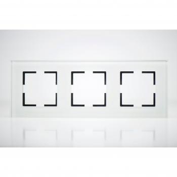 Plaque 3‑poste verre blanc VIKO finition 84×230×10 mm