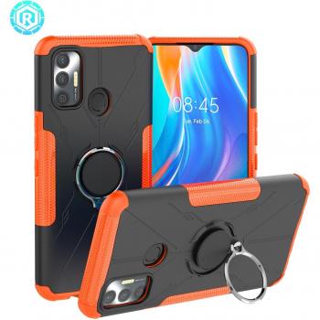Mecha – étui de téléphone pour Tecno Spark 7 6.5 KF6, Protection renforcée avec anneau métallique