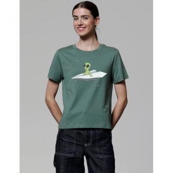 T-Shirt für Frauen: Alien auf Papierflieger