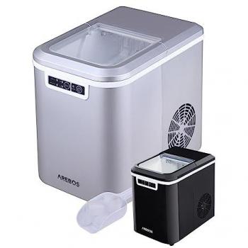 Machine à glaçons AREBOS 12 kg 24h – Production rapide 10‑15 min – Réservoir 2,2 L – Style argenté