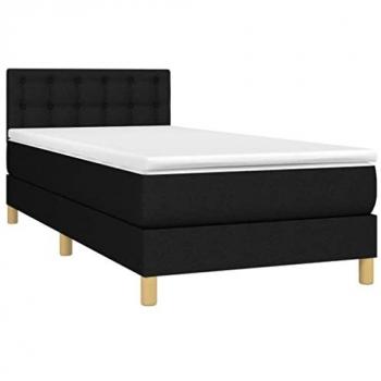 Boxspringbett mit Matratze & LED-Beleuchtung Schwarz 90x190 cm Stoff