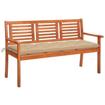 VidaXL 3-Sitzer-Gartenbank aus Eukalyptus mit Auflage 150 cm